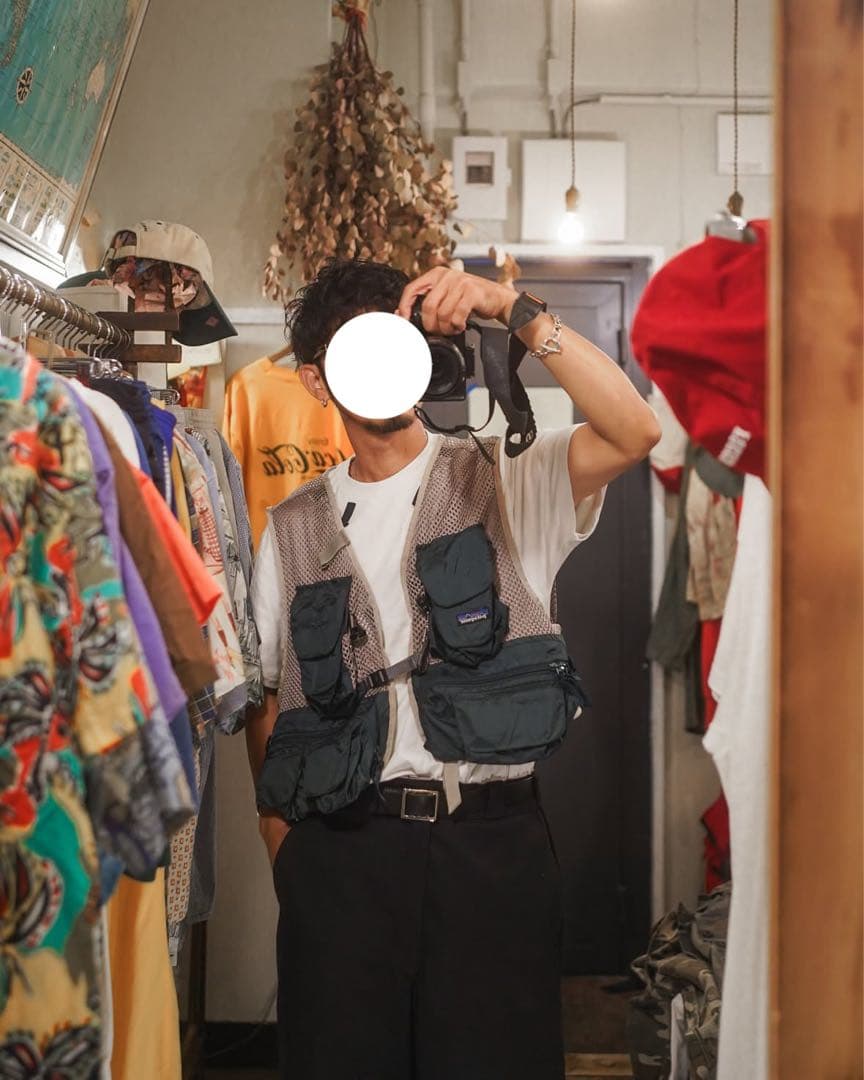 90s Patagonia ショーティー フィッシングベスト グリーン ベージュ