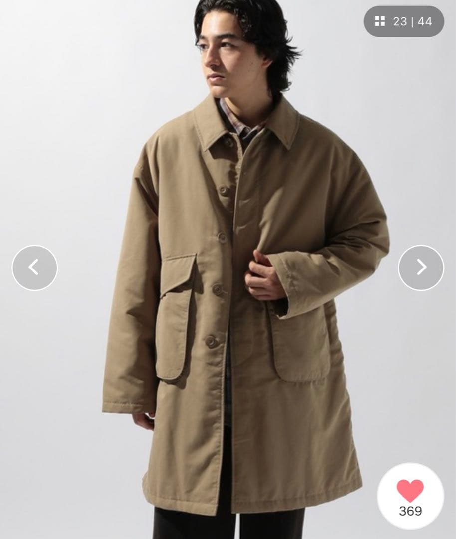 【完売品★新品未使用】ニコアンド 中綿パッチステンカラーコート ベージュ L