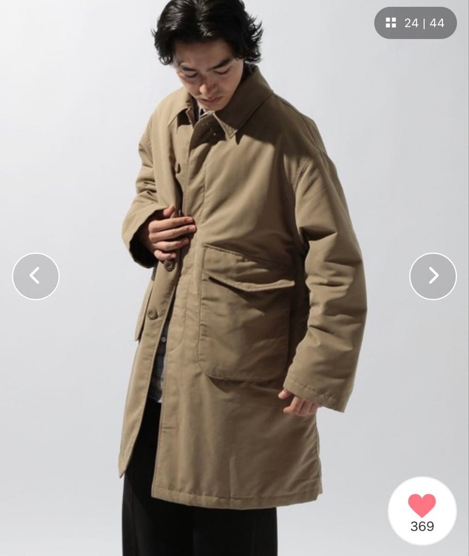 【完売品★新品未使用】ニコアンド 中綿パッチステンカラーコート ベージュ L