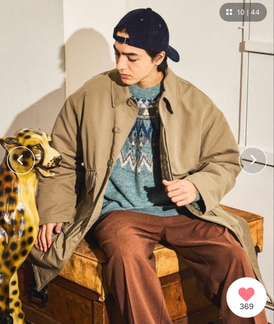 【完売品★新品未使用】ニコアンド 中綿パッチステンカラーコート ベージュ L