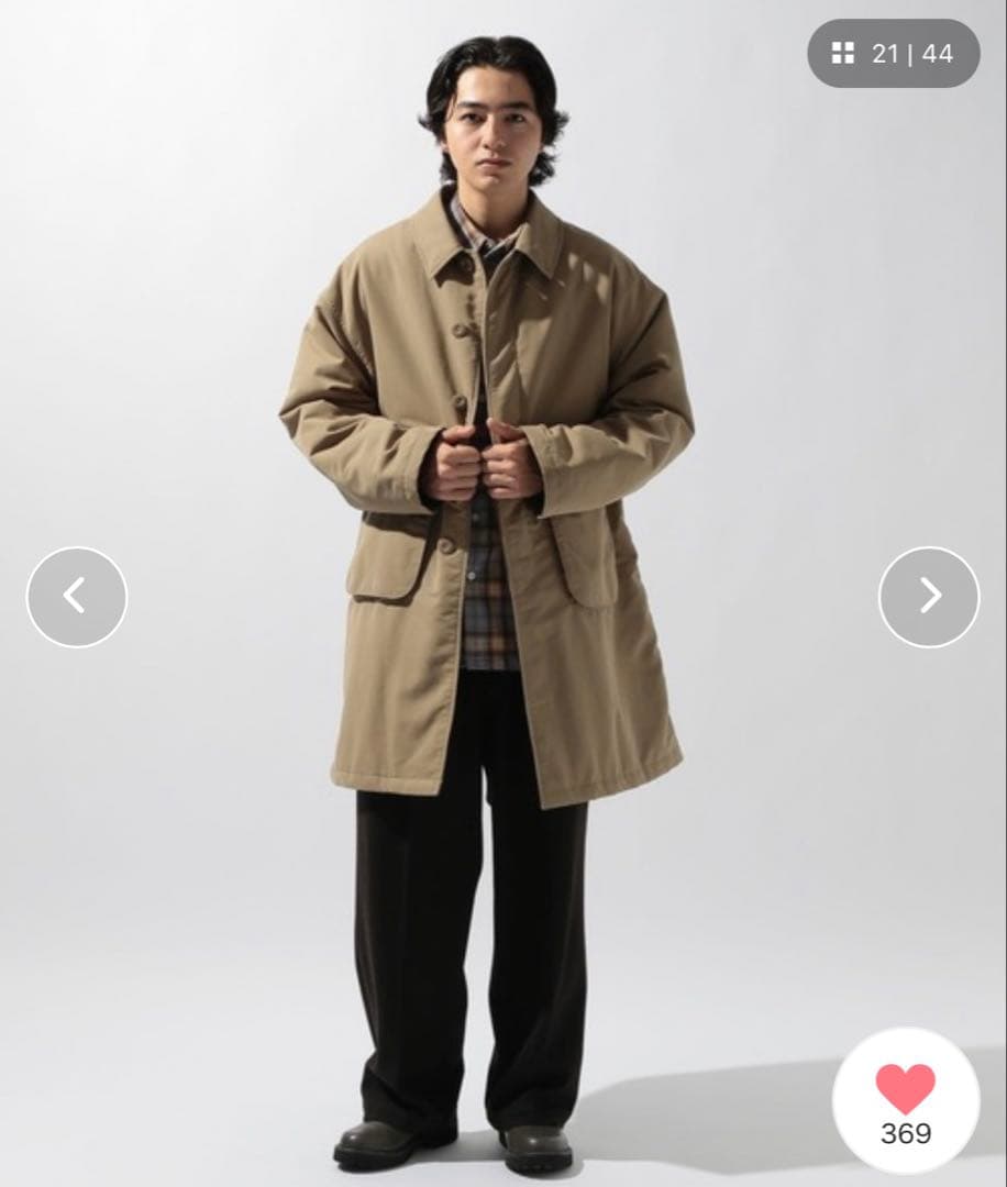 【完売品★新品未使用】ニコアンド 中綿パッチステンカラーコート ベージュ L