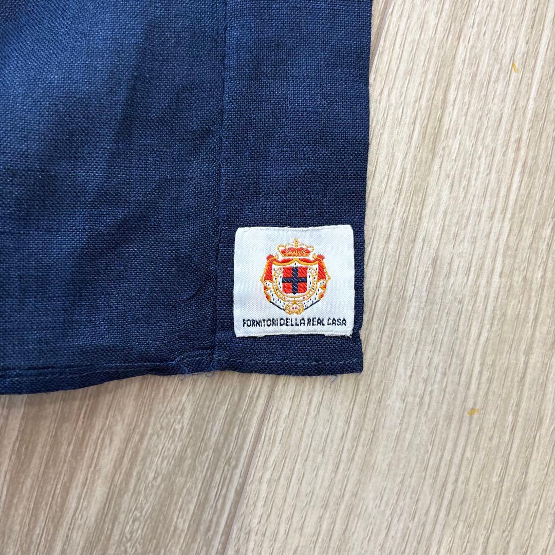 【極美品】BORRELLI リネン100% ドレスシャツ ネイビー 37 S