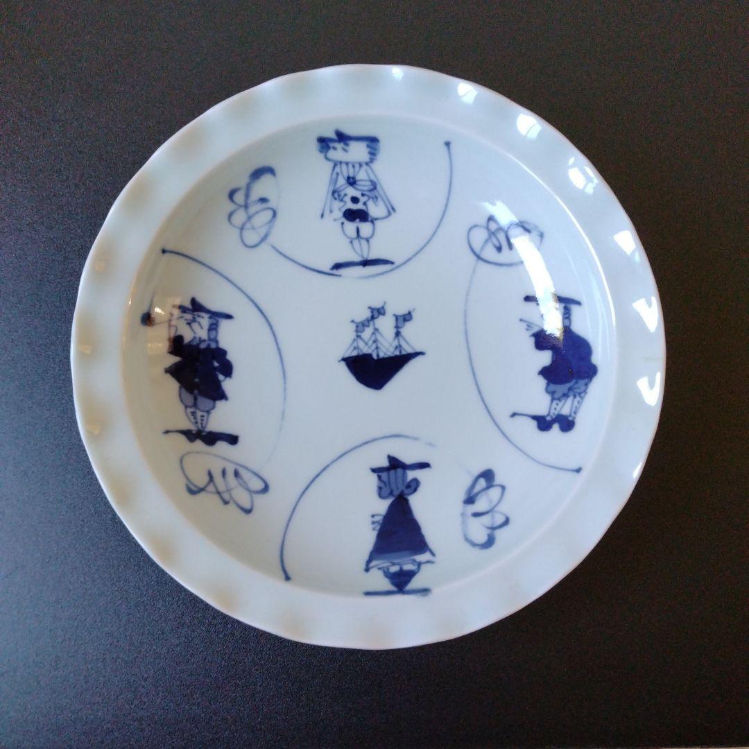 青花　異人さん　皿　有田焼　しん窯