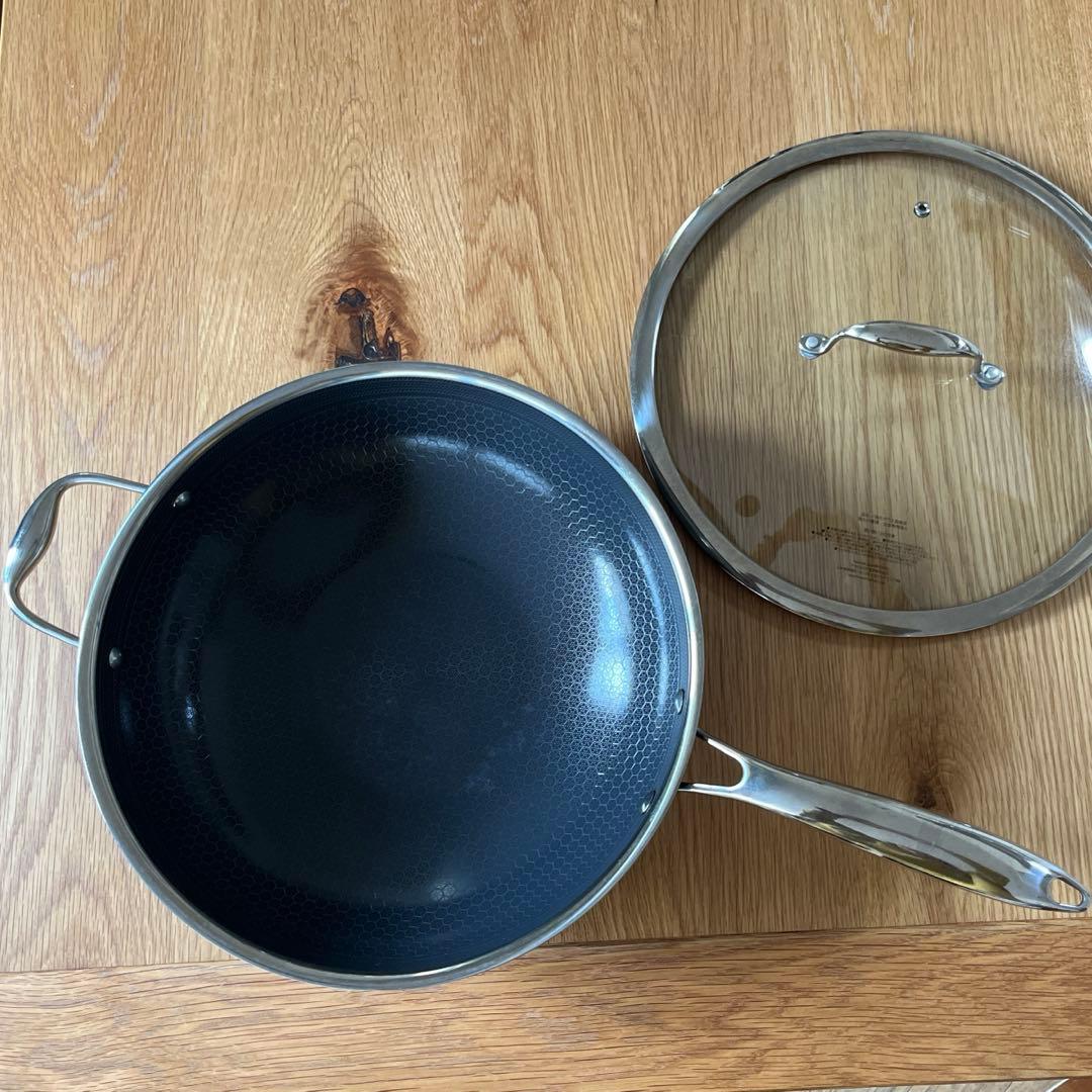 HEXCLAD 中華鍋 ステンレス製　30センチ　蓋付き