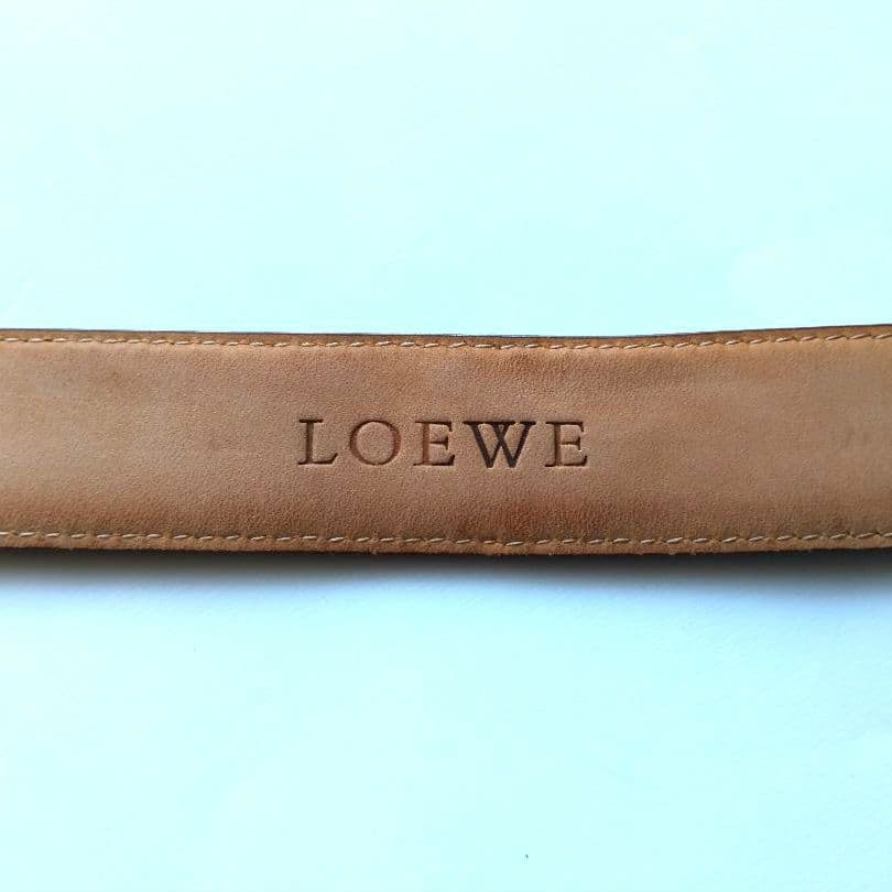 【希少】ロエベ LOEWE アナグラム 金ロゴバックル　ブラウンレザーベルト