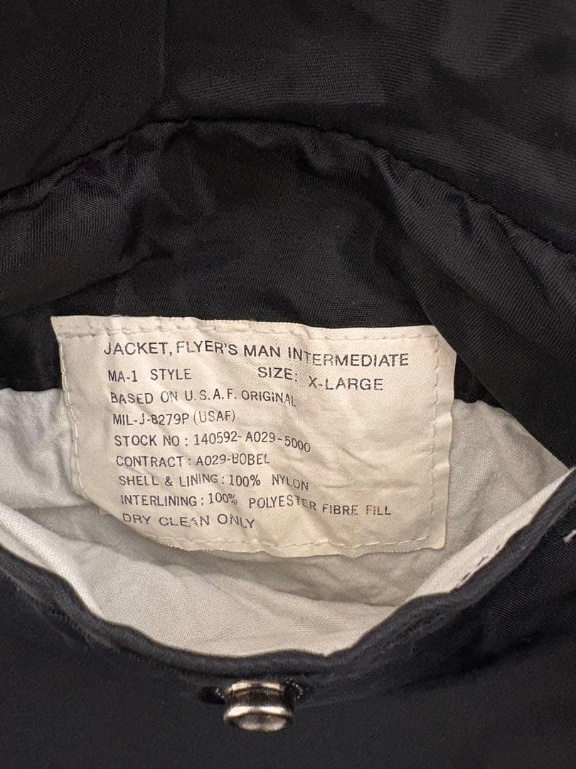 alpha MA-1 フライトジャケット XLサイズ ブラック