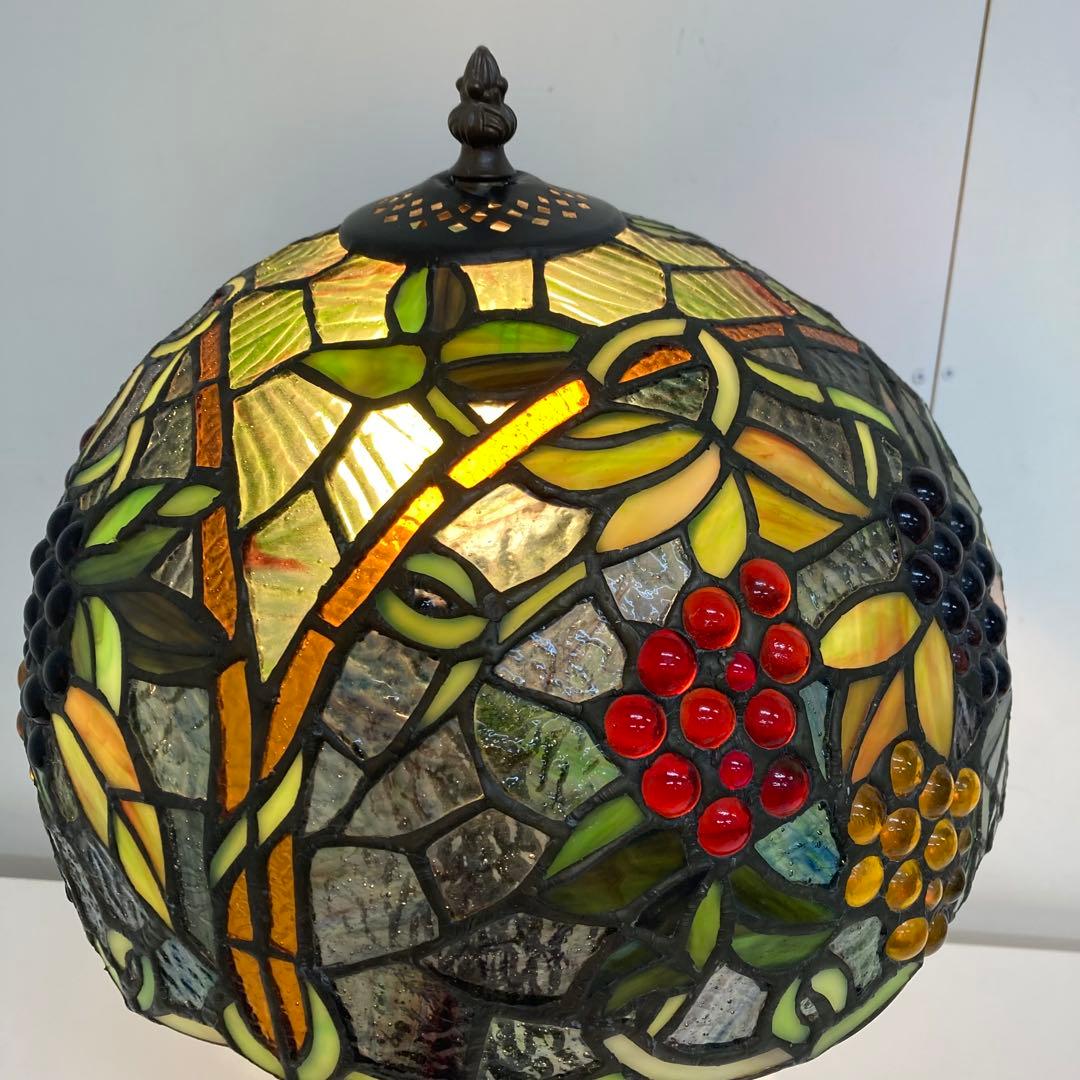 f307-19 ステンドグラスランプ　ぶどう　アンティーク　インテリア