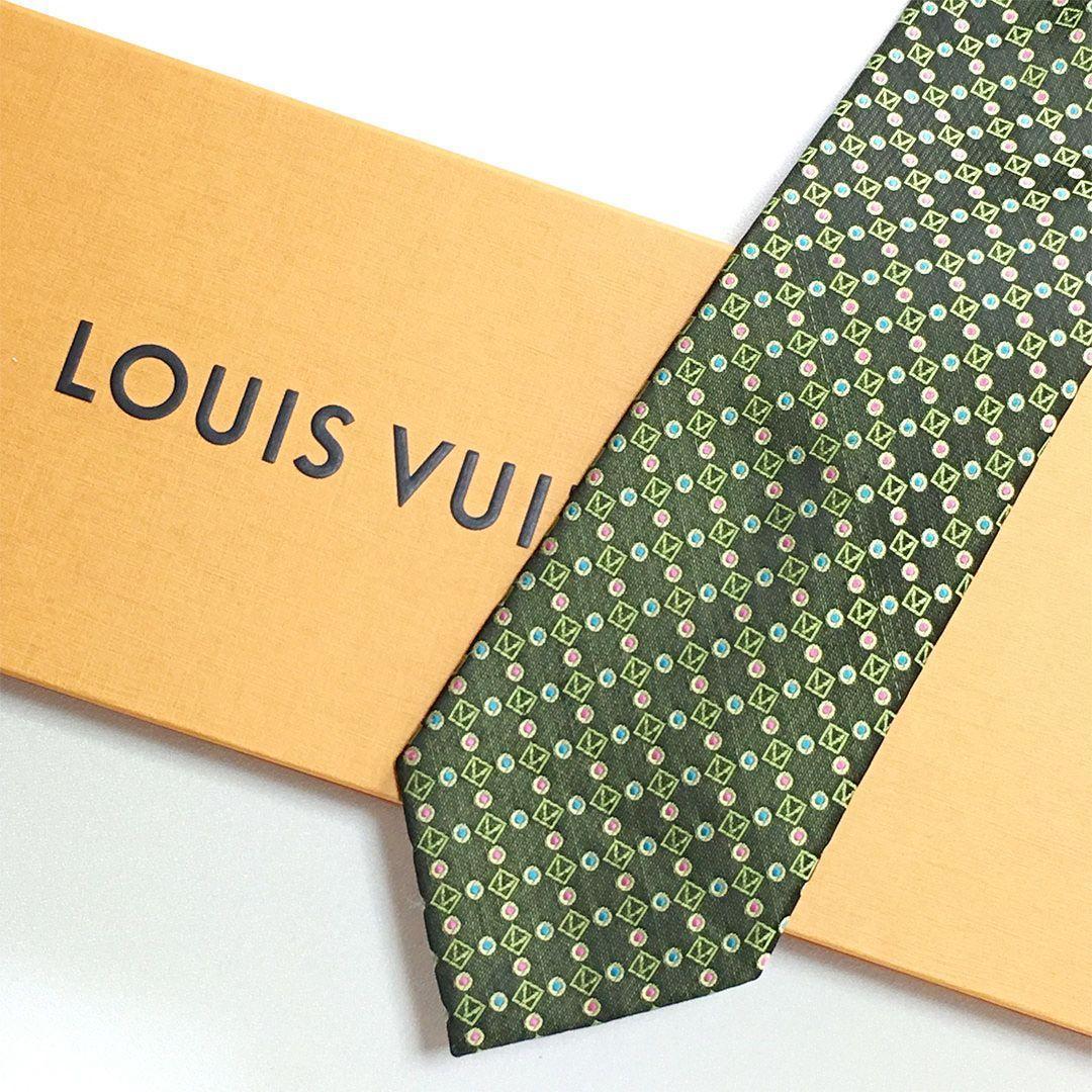 未使用級 ルイヴィトン Louis Vuitton ネクタイ シルク ドット