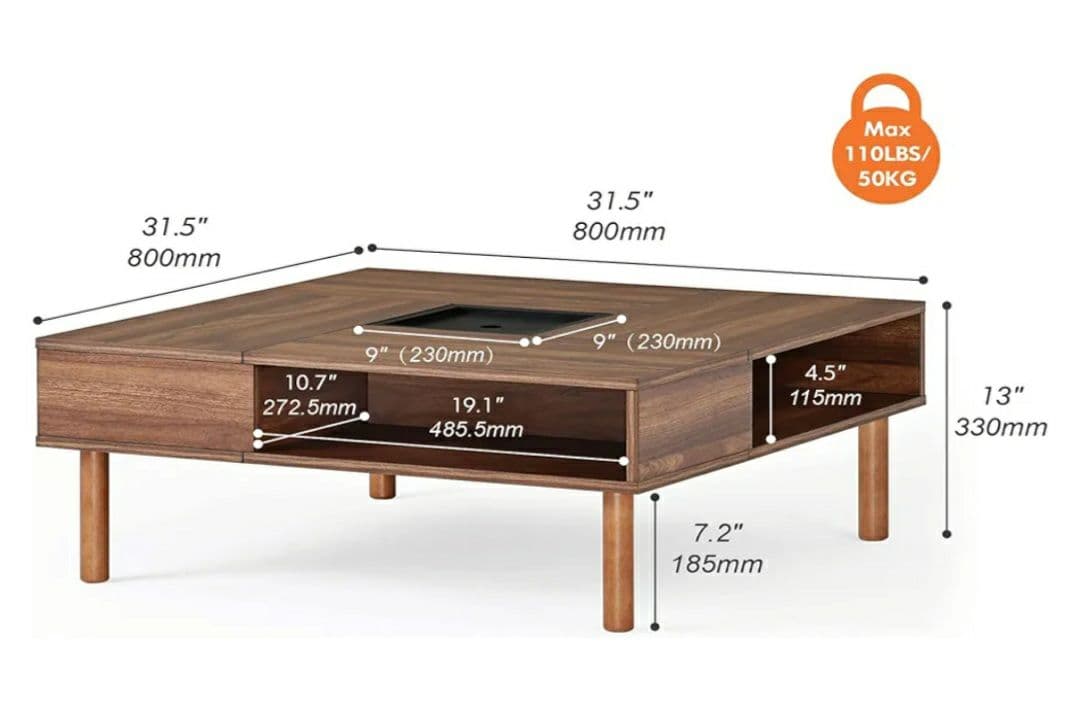 ウォールナット　ローテーブル／スクエア