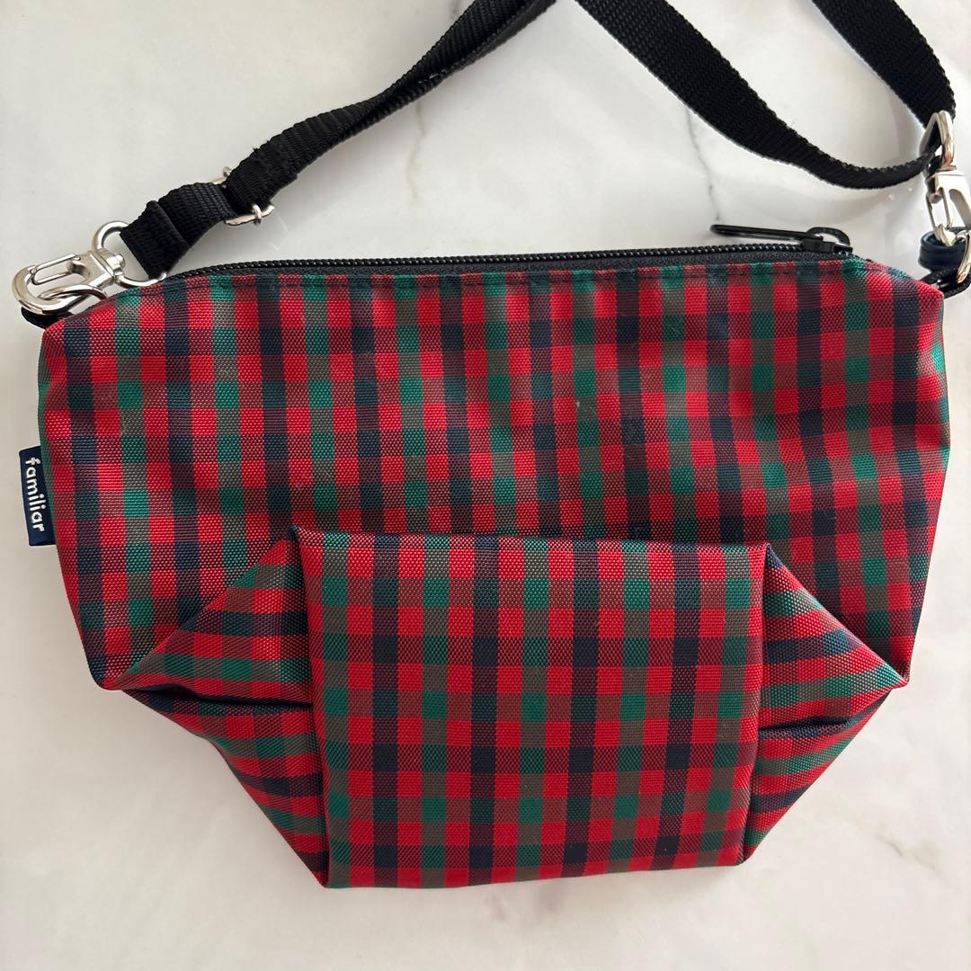 familiar 舟形ポシェット　赤チェック