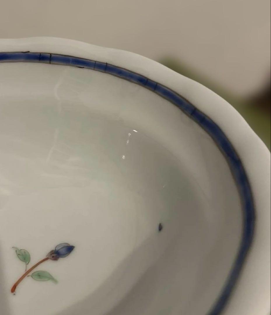 うつわ藍水　蓋物　お花　ブルー