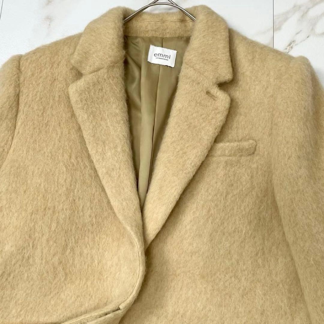 【新品タグ付き 24aw】エミ シャギーテーラードジャケットコート ベージュ 1