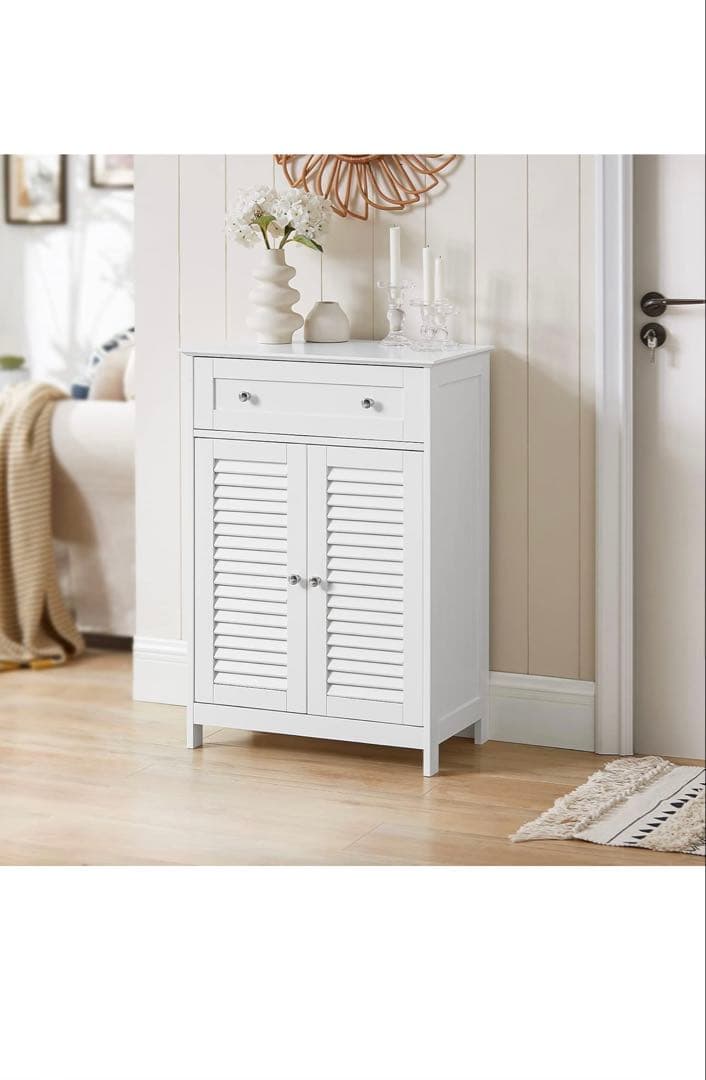 ホワイト木製ラック 引き出し付き 収納