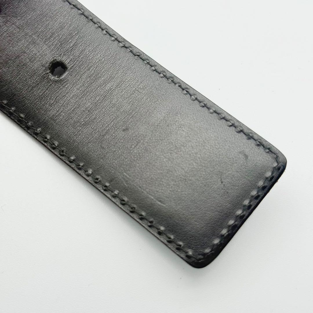 GUCCI グッチ ベルト スクエアバックル シマ GG柄 シルバー金具 レザー