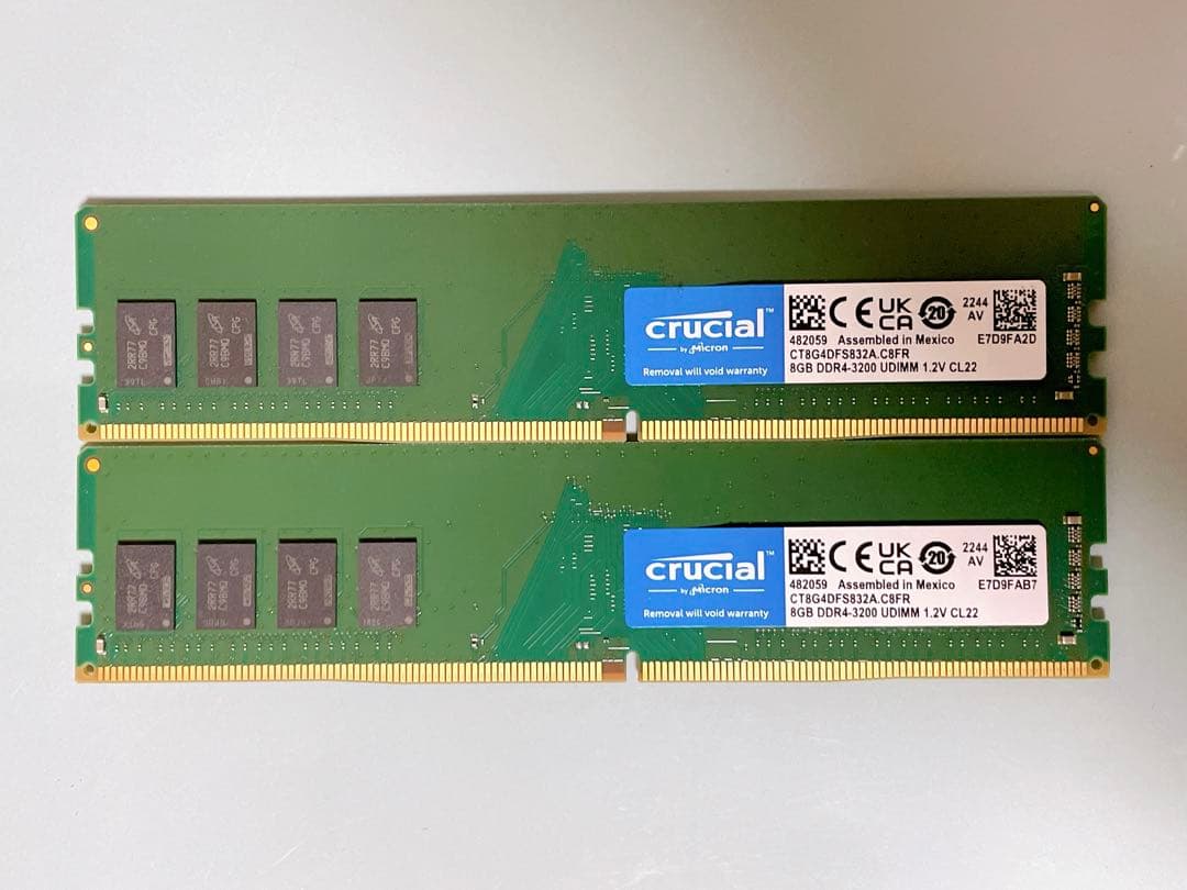 メモリ Crucial DDR4-3200 8GB×2枚 16GB UDIMM