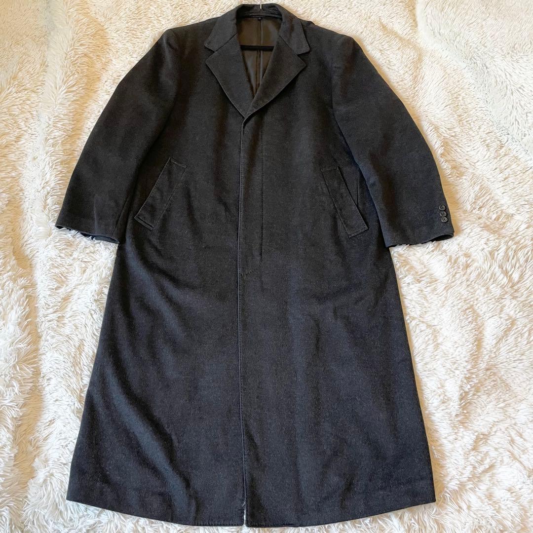 美品✨カシミヤ100％ ロング マキシ丈 チェスターコート 比翼 グレー 4L