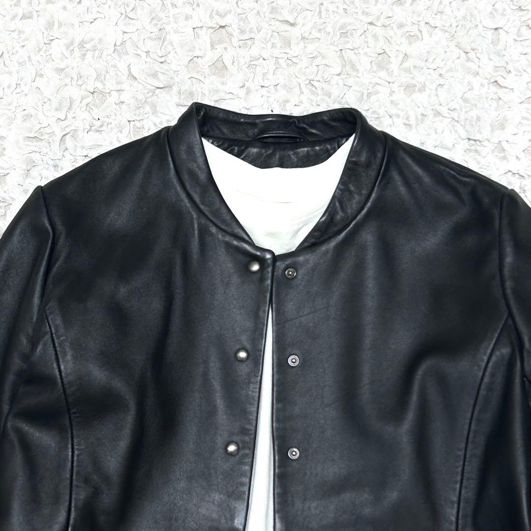 美品 コントワーデコトニエ レザージャケット シルバーボタン ラム ノーカラー