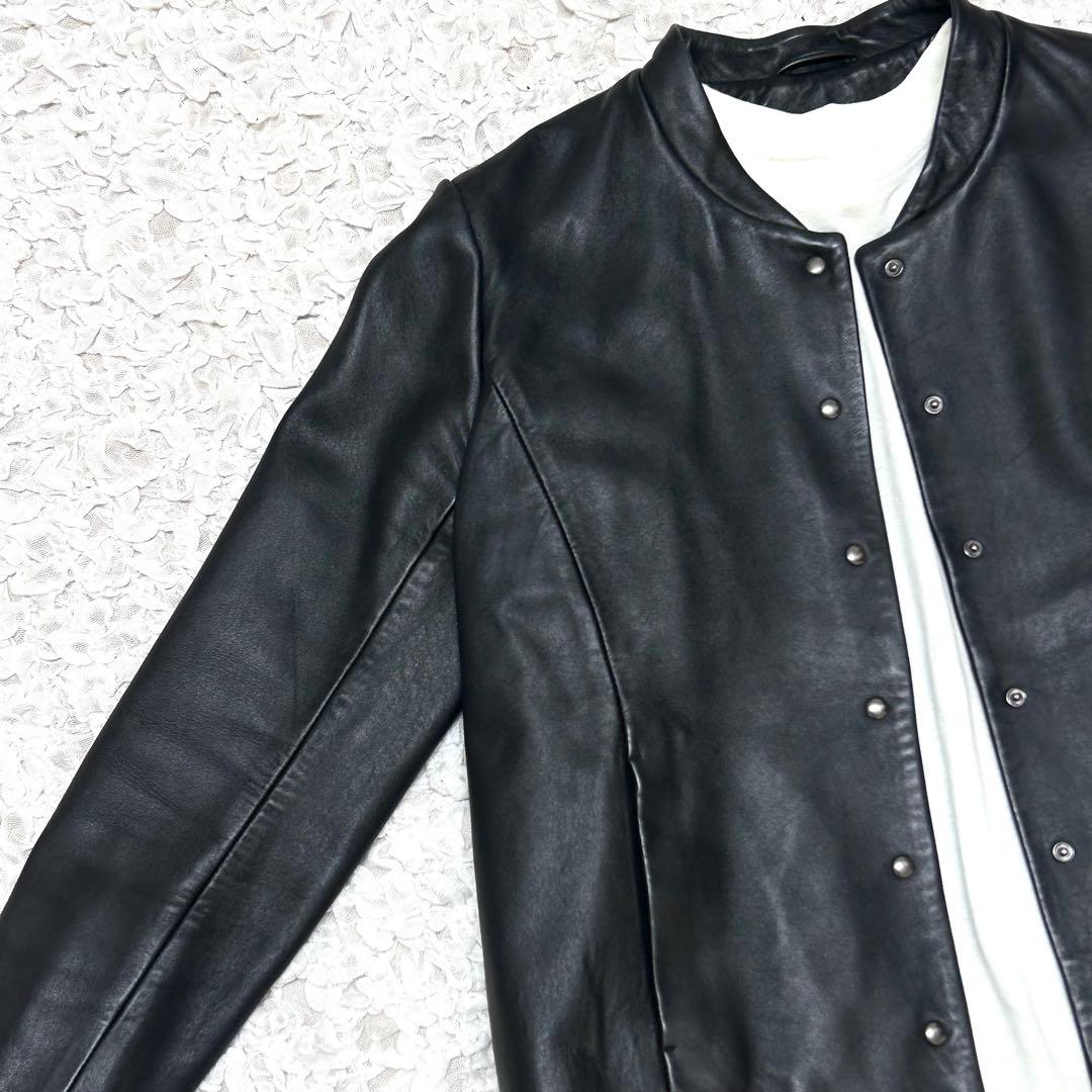 美品 コントワーデコトニエ レザージャケット シルバーボタン ラム ノーカラー