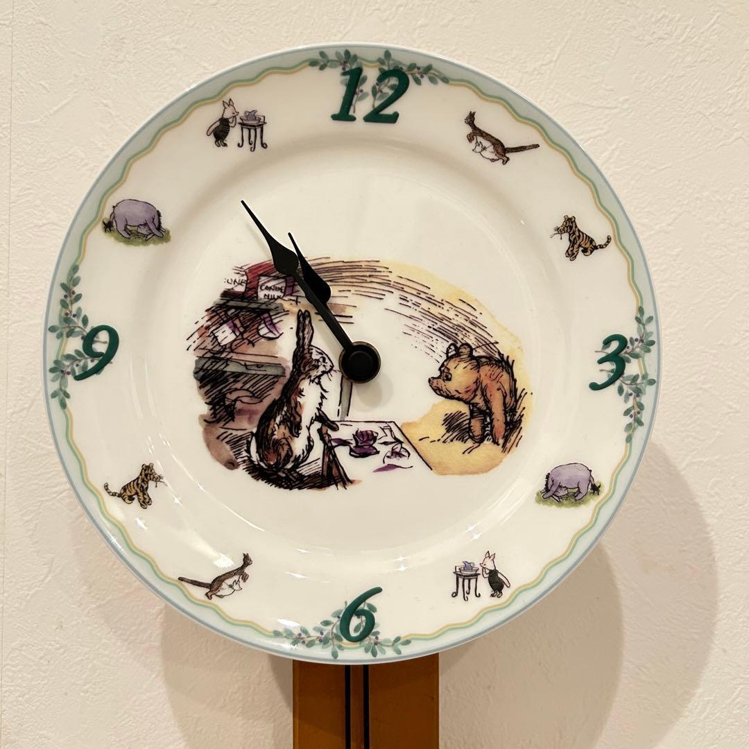 80【希少】ノリタケ クラッシックプー 振り子時計 くまのプーさん