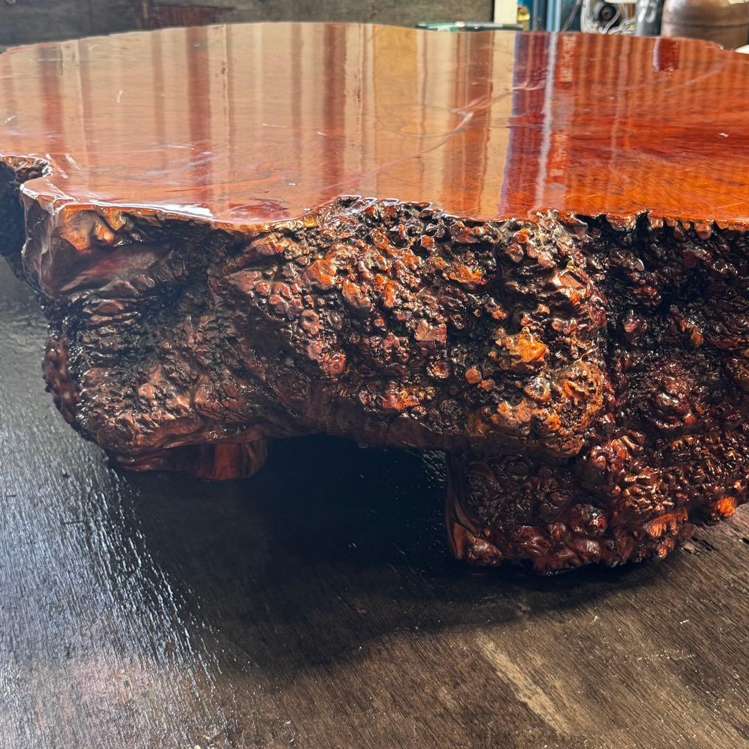 メイプル 座卓 瘤材 総無垢 脚一体型 希少品　応接間、和室等に最適。