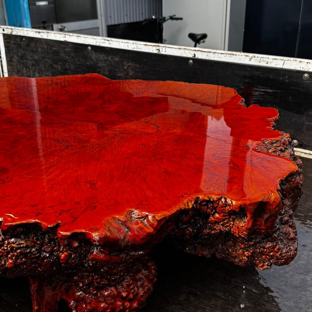 メイプル 座卓 瘤材 総無垢 脚一体型 希少品　応接間、和室等に最適。