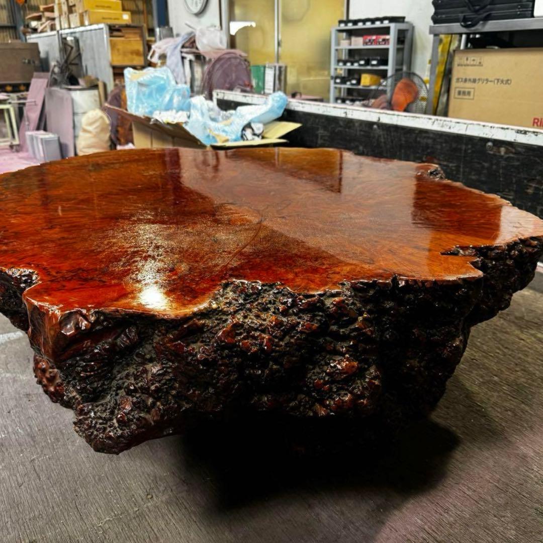 メイプル 座卓 瘤材 総無垢 脚一体型 希少品　応接間、和室等に最適。