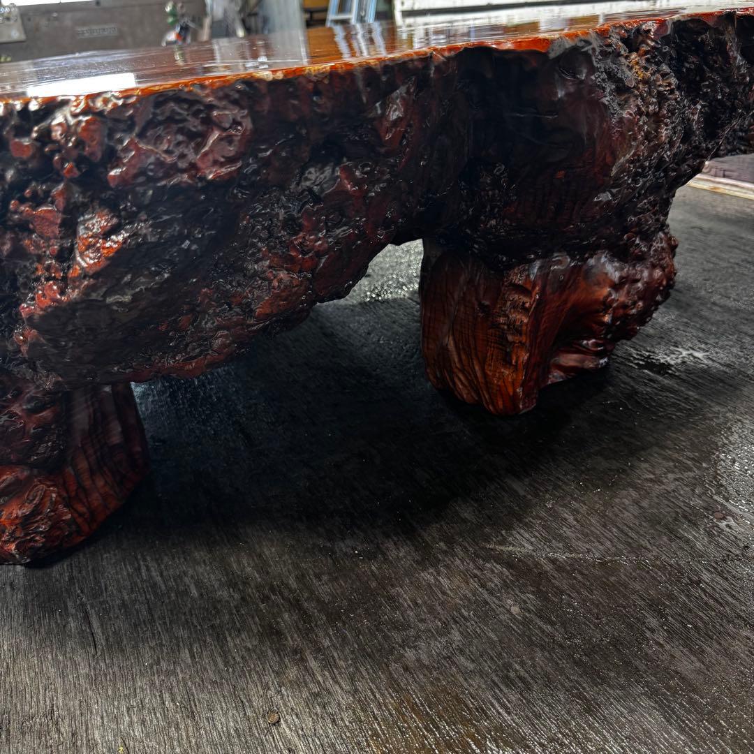 メイプル 座卓 瘤材 総無垢 脚一体型 希少品　応接間、和室等に最適。