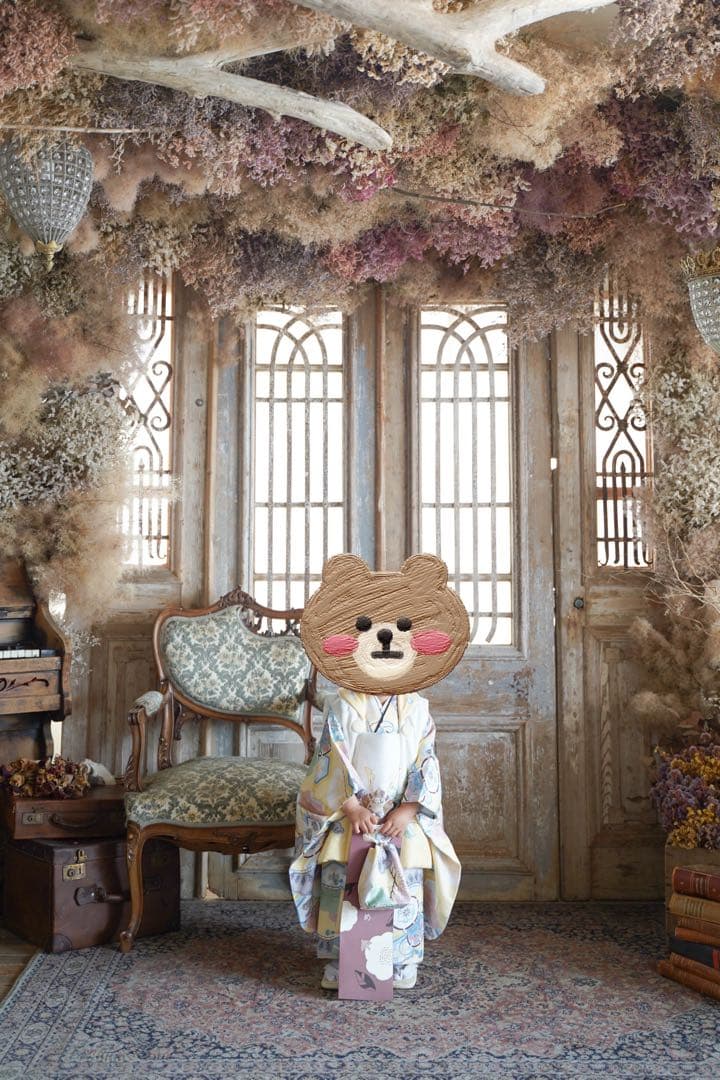 1500円値下げ！2025七五三用着物セット 黄色 花柄 室内撮影1時間のみ使用