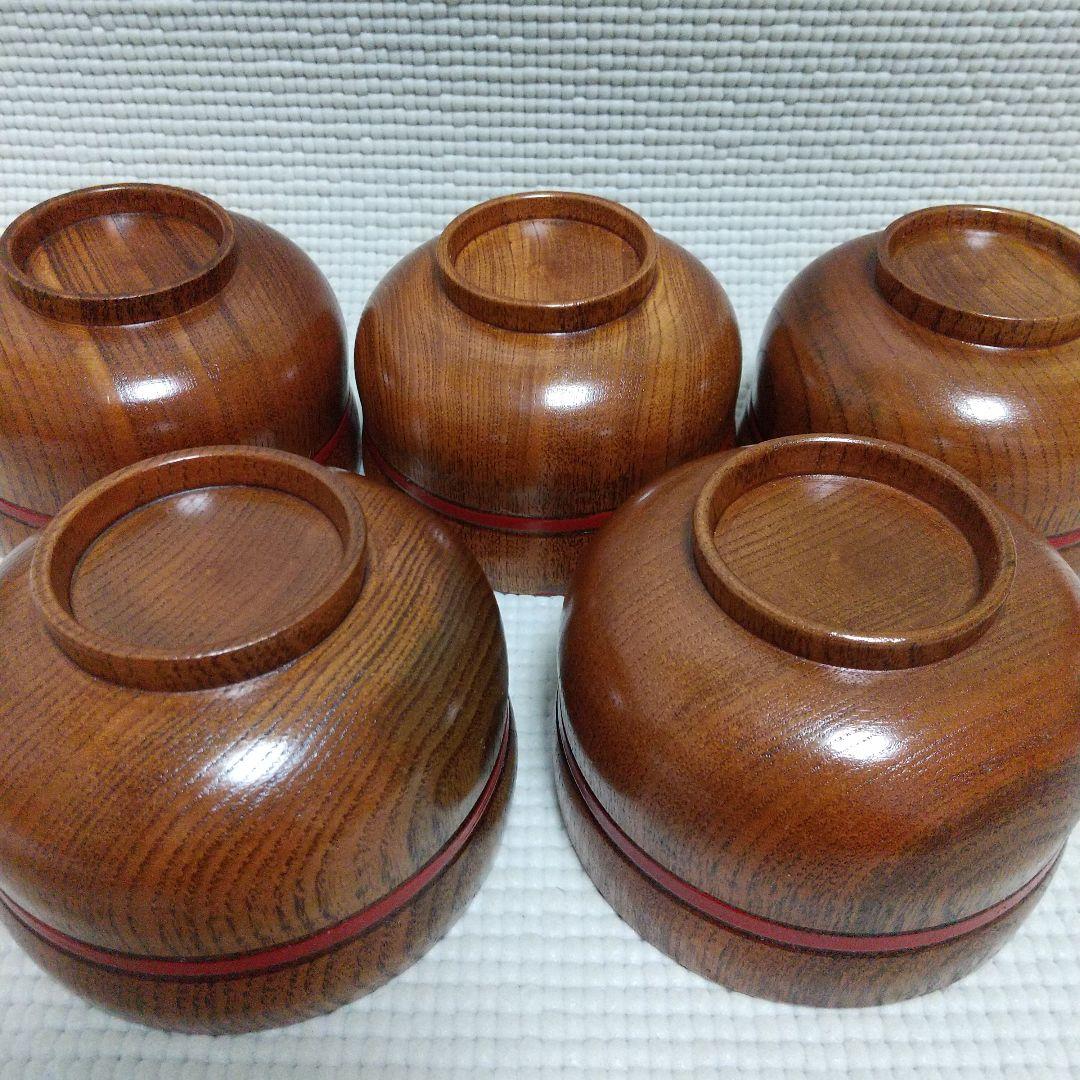 手に馴染む♪ひさご型の 特選 汁椀揃 うるし塗装 5客