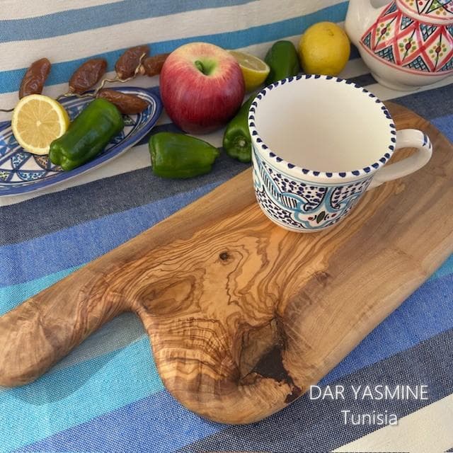 オリーブの木　カッティングボード　持ち手ありフリー　目的地はここ！　約44cm