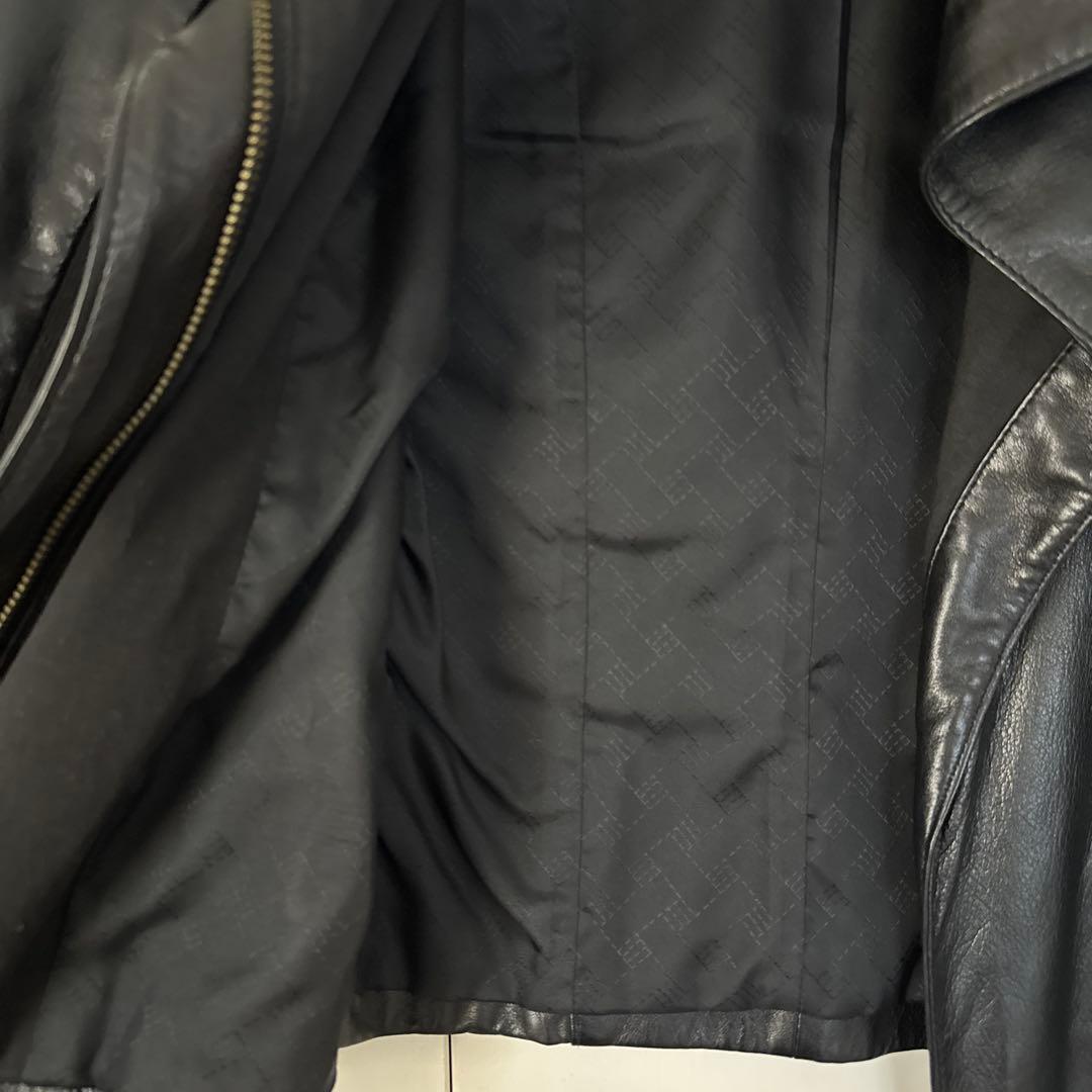 Cole Haan ブラックレザージャケット（ダブルライダーススタイル）