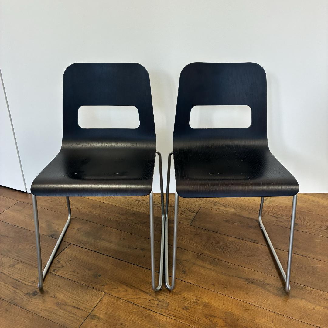 スタッキングチェア ダークウッド 2脚セット