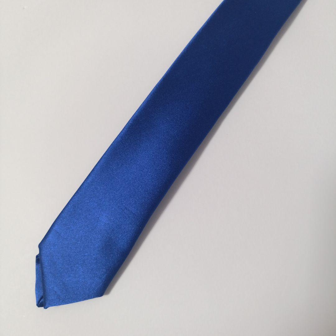 グッチ ソリッドタイ ナロータイ ネクタイ ブルー Italy製 美品