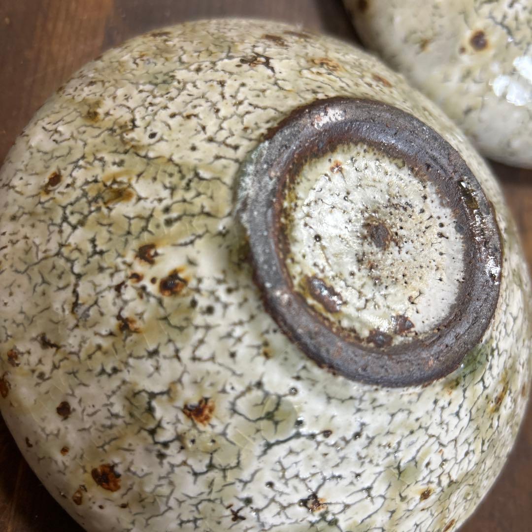 作家　陶芸作家　4.5寸鉢　２つ　ビードロ粉引き