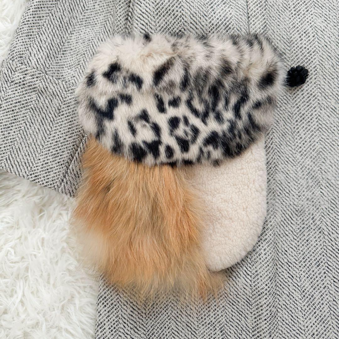 美品✨leur logette ロングコート ツイード ファー 花柄 ビジュー