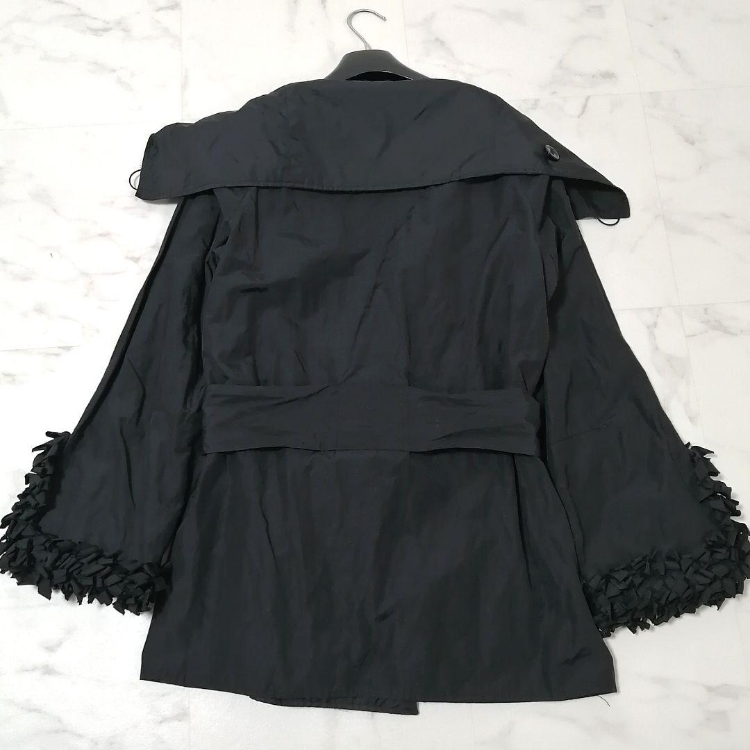 美品✨ アルマーニ コレッツォーニ　薄手 ジャケット　フリル　ベルト　42　黒