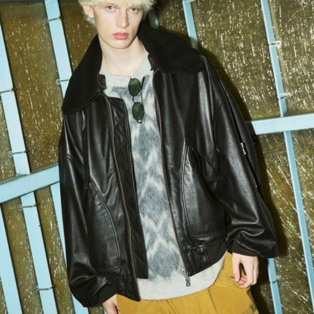 メゾンスペシャル シープレザームートンプライムオーバーG-1フライトジャケット