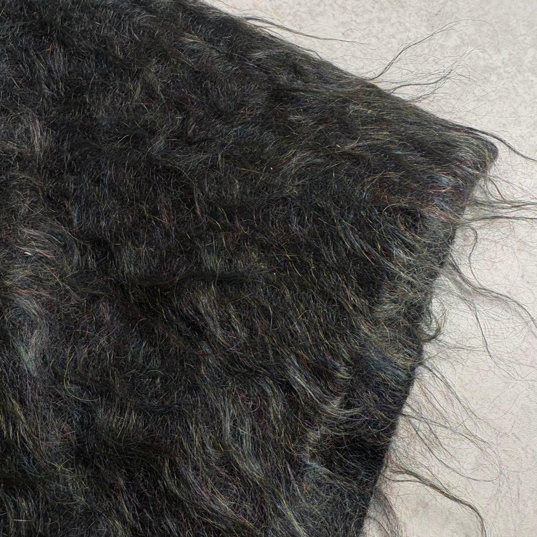 モヘア混 メランジシャギーコート 2 緑 ニュアンスカラー　比翼ボタン　ダブル