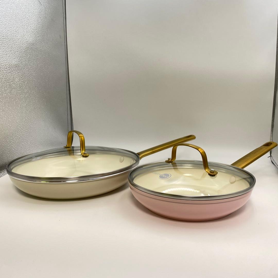 GREENPAN フライパンセット クリーム色・ピンク