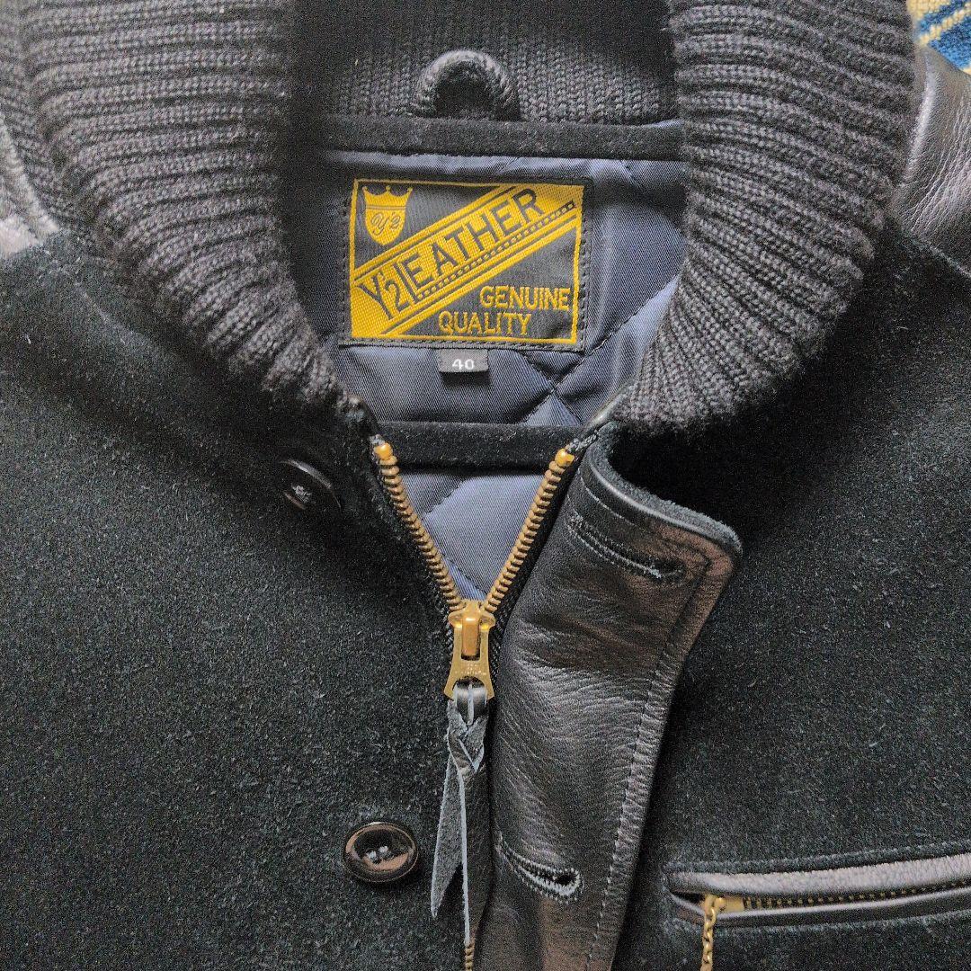 Y'2 ワイツーレザー　リブジャケット　/　Black