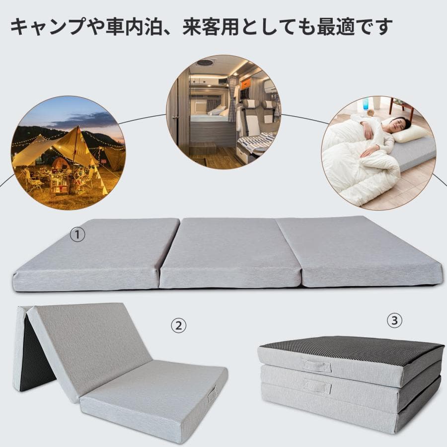 三つ折りマットレス シングル 2層高反発 極厚10cm シングル 折りたたみマ