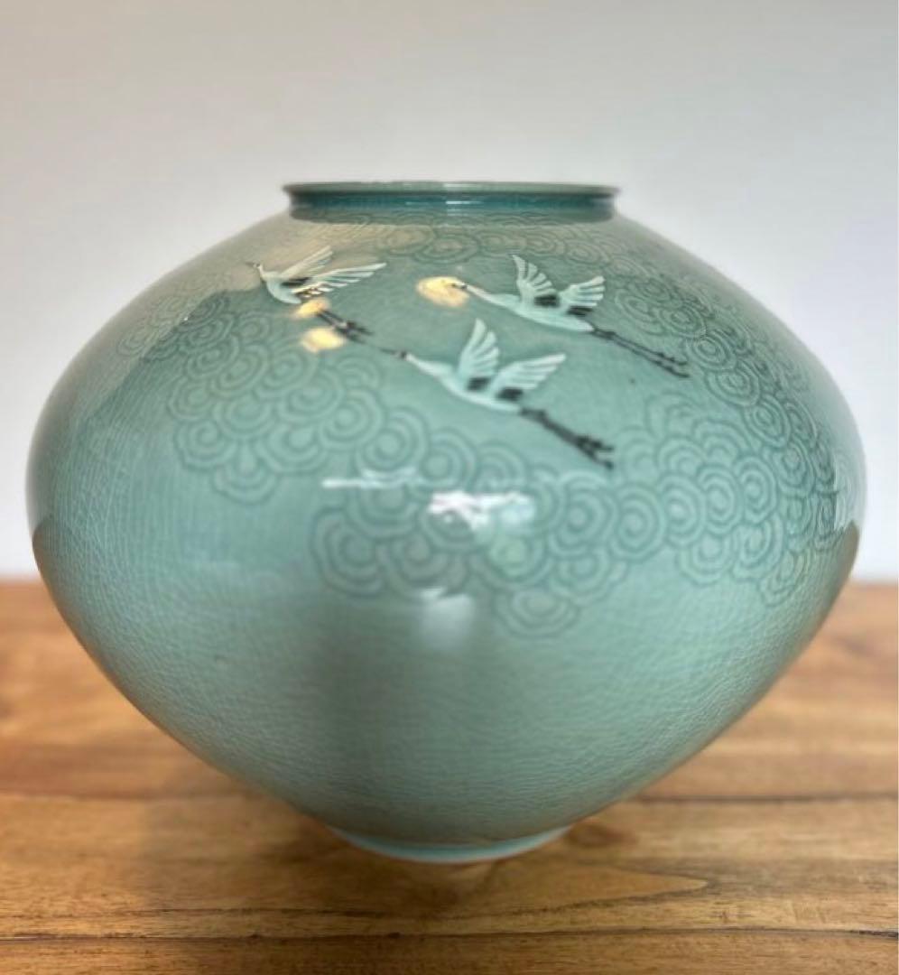 高麗青磁　柏岩　壺