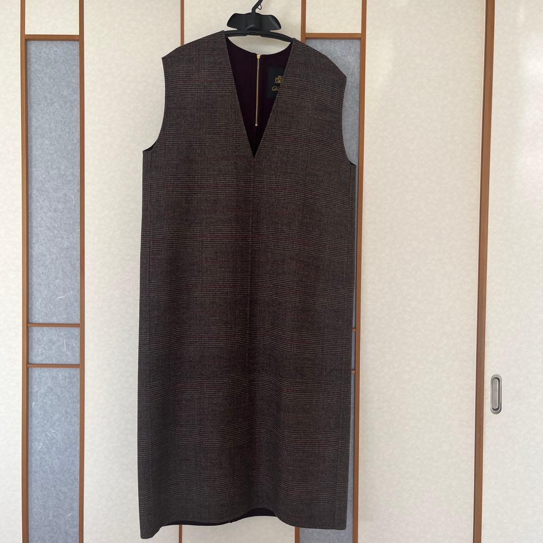 ドゥロワー ノースリーブ Vネック ワンピース 38