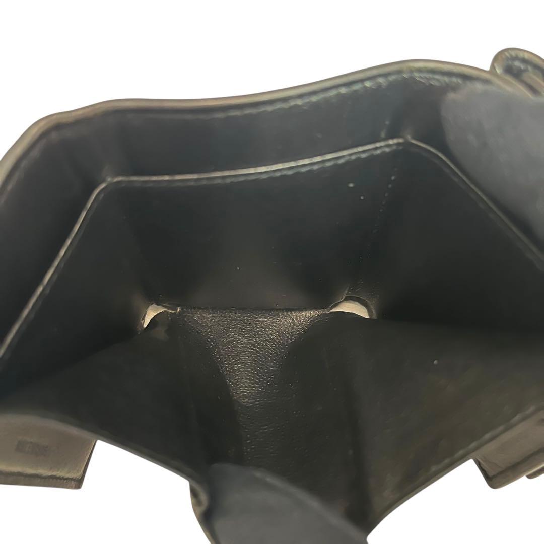 希少✨バレンシアガ 三つ折り財布 ロゴ型押し レザー ブラック メンズ