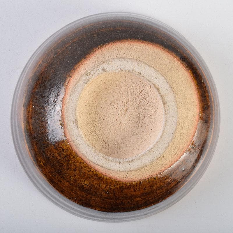 茶道具　河井寛次郎作　鉄薬碗　茶碗　仕覆付　共布共箱　M　R9197