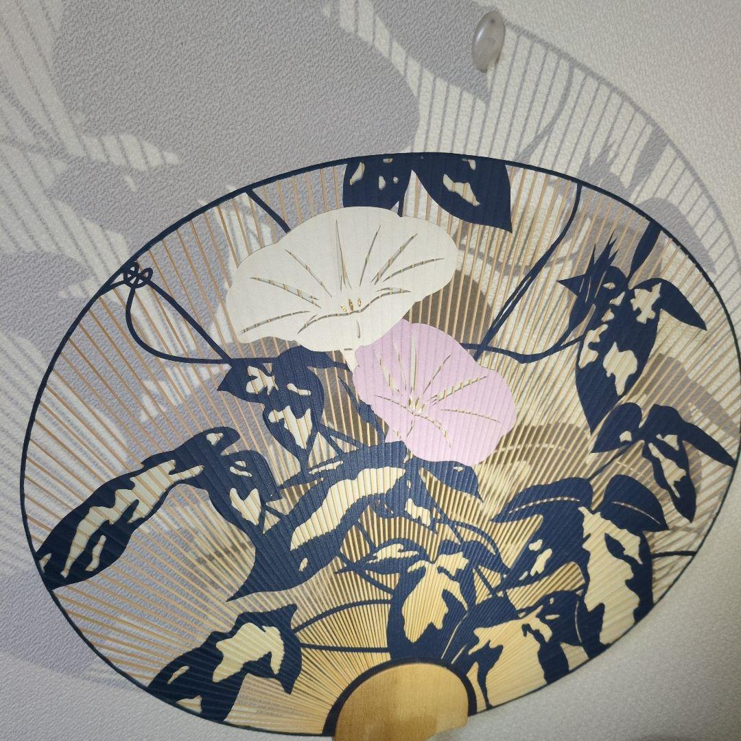 京うちわ　伝統工芸品　両面透かし朝顔柄・夏飾り　阿以波