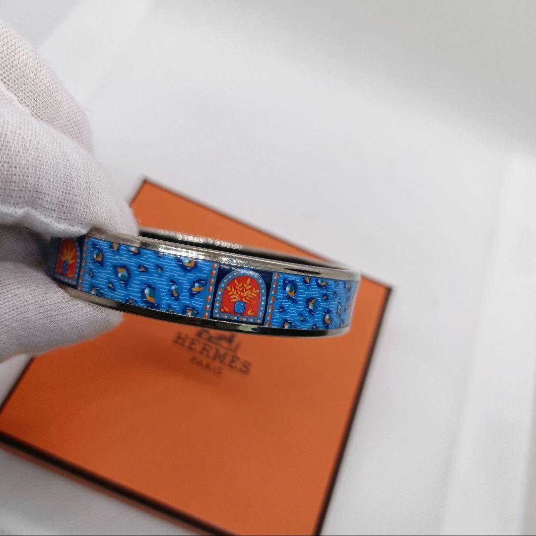 極美品✨️袋付　HERMES　エルメス　エマイユ　ブレスレット　青