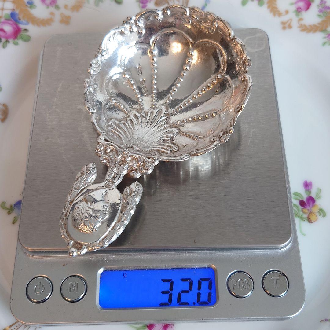 イギリス　ボンボンスプーン　キャディースプーン　純銀　アンティーク　銀製　32g