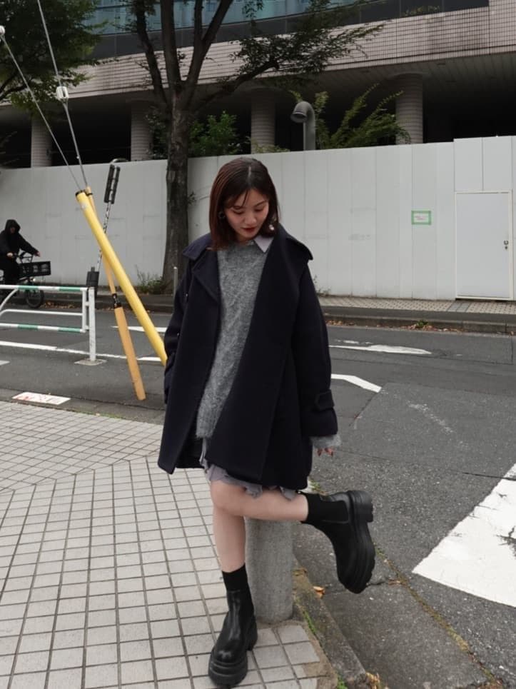 即完 ココディール 新品タグ付 ケーブルニット×ペプラムシャツミニワンピース