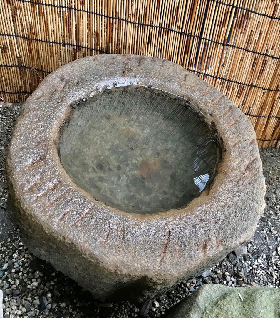 【天然自然石・蹲・水鉢・茶庭坪庭鉢】庭石オブジェ置物ガーデニング造園バードバス